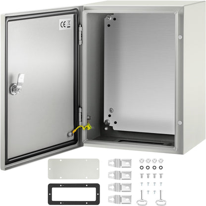 VEVOR Steel Electrical Enclosure Box, IP66 Waterproof Wall-Mounted Junction Box with Hinged Cover and Mounting Plate Sealed NEMA 4X / 16 x 12 x 8 inch