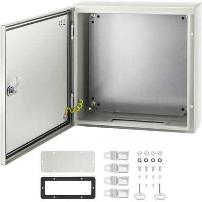 VEVOR Steel Electrical Enclosure Box, IP66 Waterproof Wall-Mounted Junction Box with Hinged Cover and Mounting Plate Sealed NEMA 4X / 16 x 16 x 6 inch