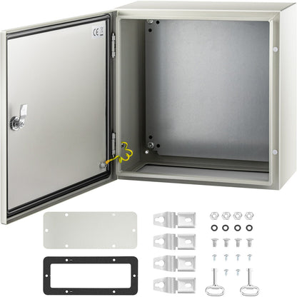 VEVOR Steel Electrical Enclosure Box, IP66 Waterproof Wall-Mounted Junction Box with Hinged Cover and Mounting Plate Sealed NEMA 4X / 16 x 16 x 8 inch
