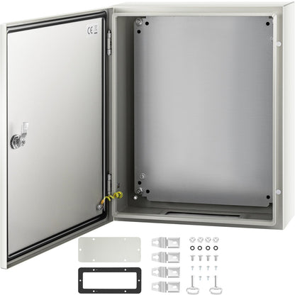 VEVOR Steel Electrical Enclosure Box, IP66 Waterproof Wall-Mounted Junction Box with Hinged Cover and Mounting Plate Sealed NEMA 4X / 20 x 16 x 6 inch