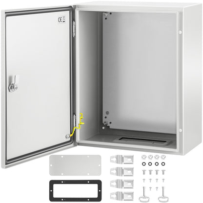 VEVOR Steel Electrical Enclosure Box, IP66 Waterproof Wall-Mounted Junction Box with Hinged Cover and Mounting Plate Sealed NEMA 4X / 20 x 16 x 10 inch