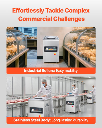 VEVOR DZ-400-2E-V1 Floor Chamber Vacuum Sealer, Dual 15.7 in Seal Bars - view 3