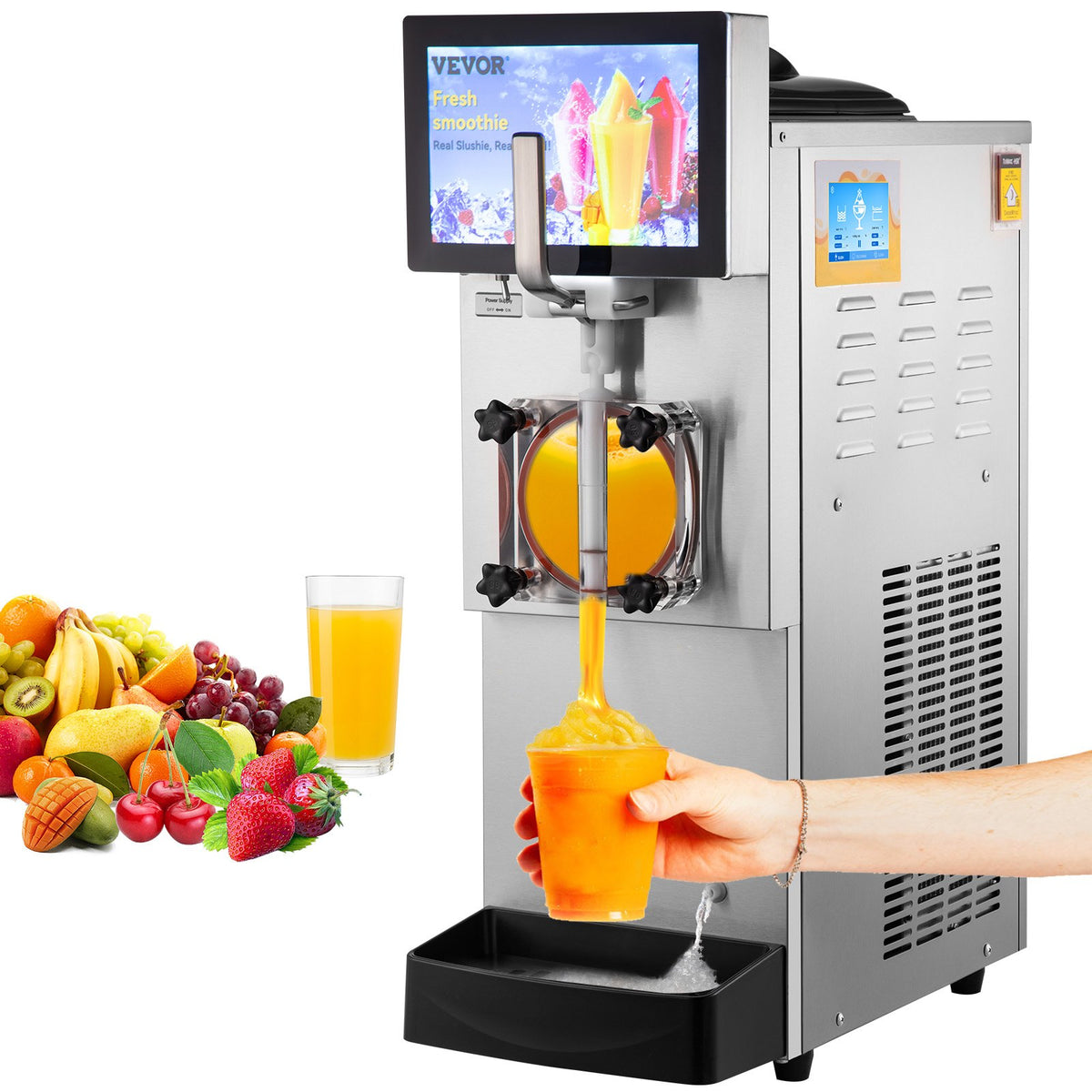 VEVOR Commercial Slushy Machine, 8L / 12L Single or Double B Single / 8L (2.1 Gal)