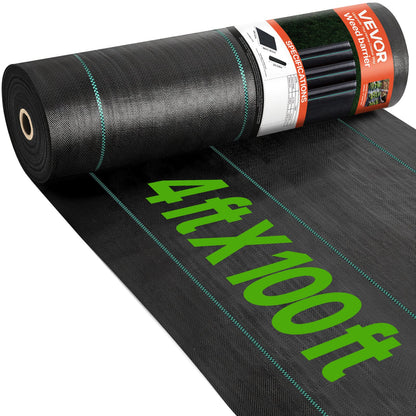 VEVOR Weed Barrier Landscape Fabric, Heavy Duty Woven Geotex 4 x 100 ft, 5.8 oz