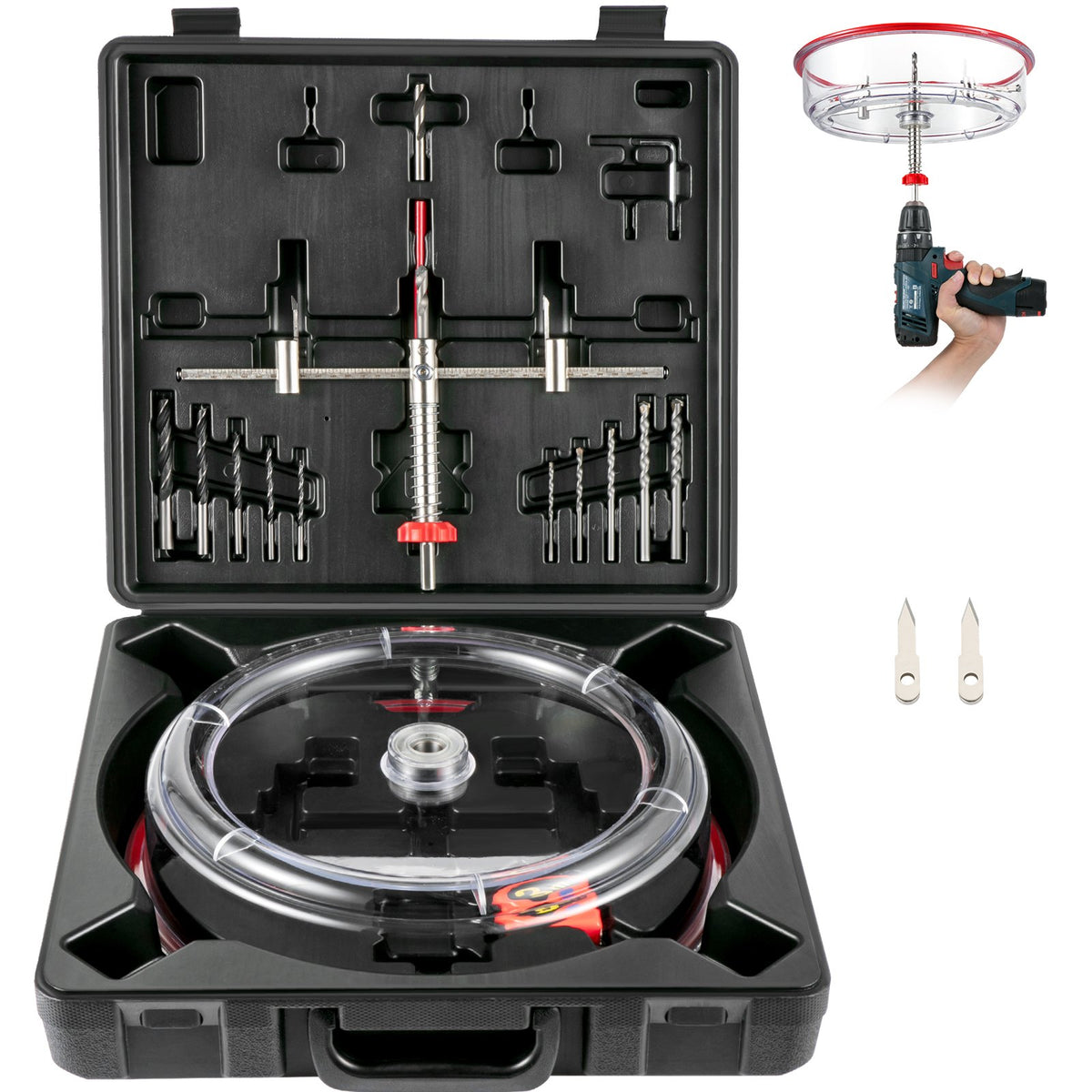 VEVOR Hole Saw Kit and Adjustable Hole Saw Cutter Set Adjustable Cutter Kit, 40-200 mm