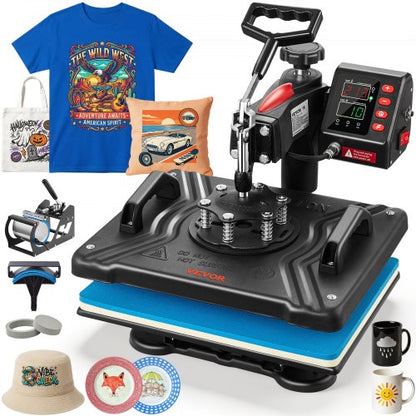 VEVOR Heat Press Machine, 10x12/12x15/15x15 in Combo Press w 12 x 15 in / 5 in 1 / Base Unit