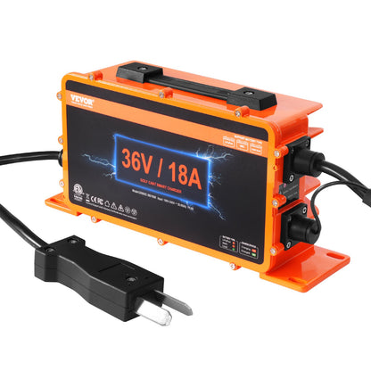 VEVOR Golf Cart Battery Charger, 36V/48V Smart Charger for L 36V | 18A | Crowfoot Plug, Multi-Chemistry Smart