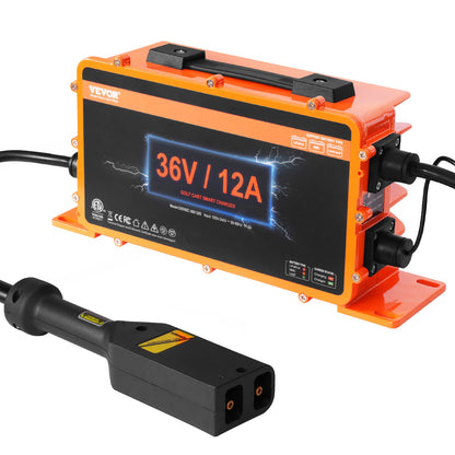 VEVOR Golf Cart Battery Charger, 36V/48V Smart Charger for L 36V | 12A | D-Style Plug, Multi-Chemistry Smart