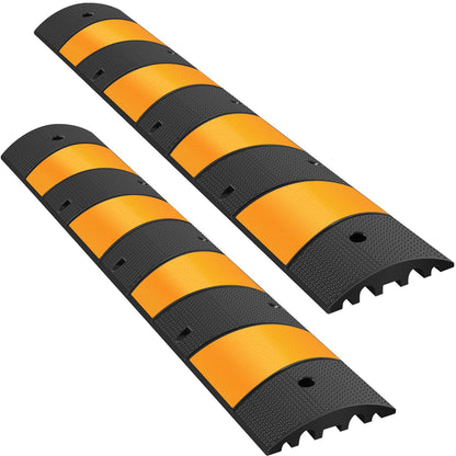 VEVOR 6ft Rubber Speed Hump for Driveways, Durable Cable Gua 2 Pack / 72.8x12.2x2.4 inch / Standard
