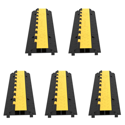 VEVOR Rubber Cable Protector Ramp, Heavy Duty Wire & Hose Co 2 Channels / 5 Pack / 66,000 lbs