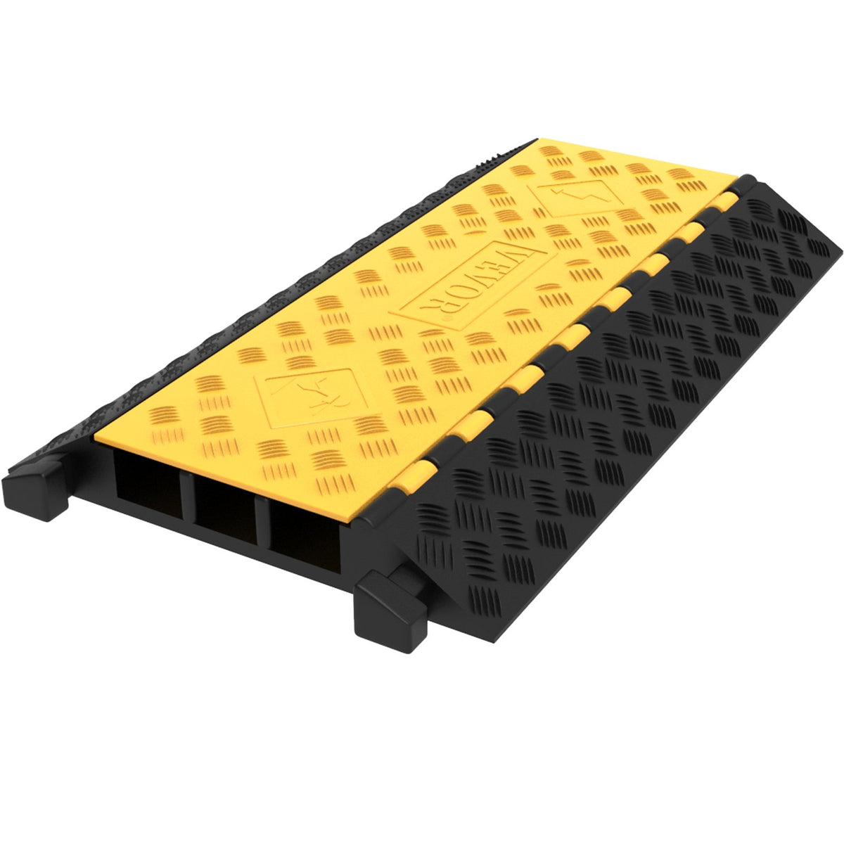 VEVOR Rubber Cable Protector Ramp, Heavy Duty Wire & Hose Co 3 Channels / 1 Pack / 6,600 lbs