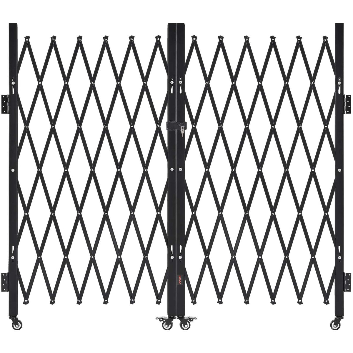 VEVOR Double Folding Security Gate, Steel Accordion Scissor Gate with Swivel Casters and Padlock for Entry, Garage, Warehouse and Pool, Multiple Sizes Lockable Scissor Gate with Swivel Casters / 125.98 x 63.19 in