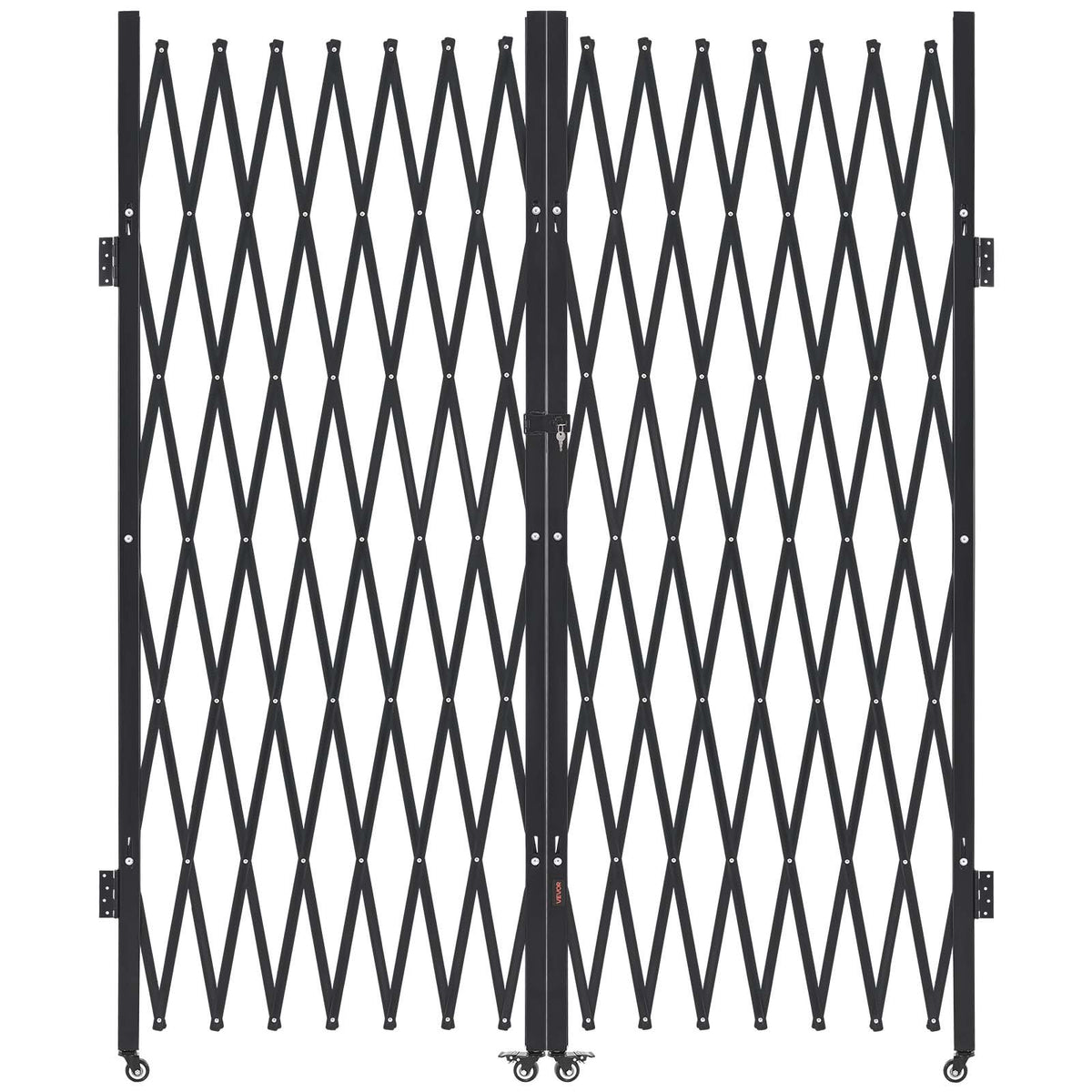 VEVOR Double Folding Security Gate, Steel Accordion Scissor Gate with Swivel Casters and Padlock for Entry, Garage, Warehouse and Pool, Multiple Sizes Lockable Scissor Gate with Swivel Casters / 145.67 x 86.81 in