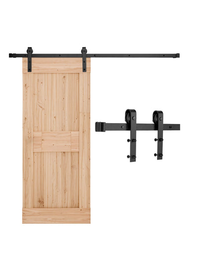 VEVOR Sliding Barn Door Hardware Kit Single Door Kit, 6.6 ft Track, J-Shape Roller, Black