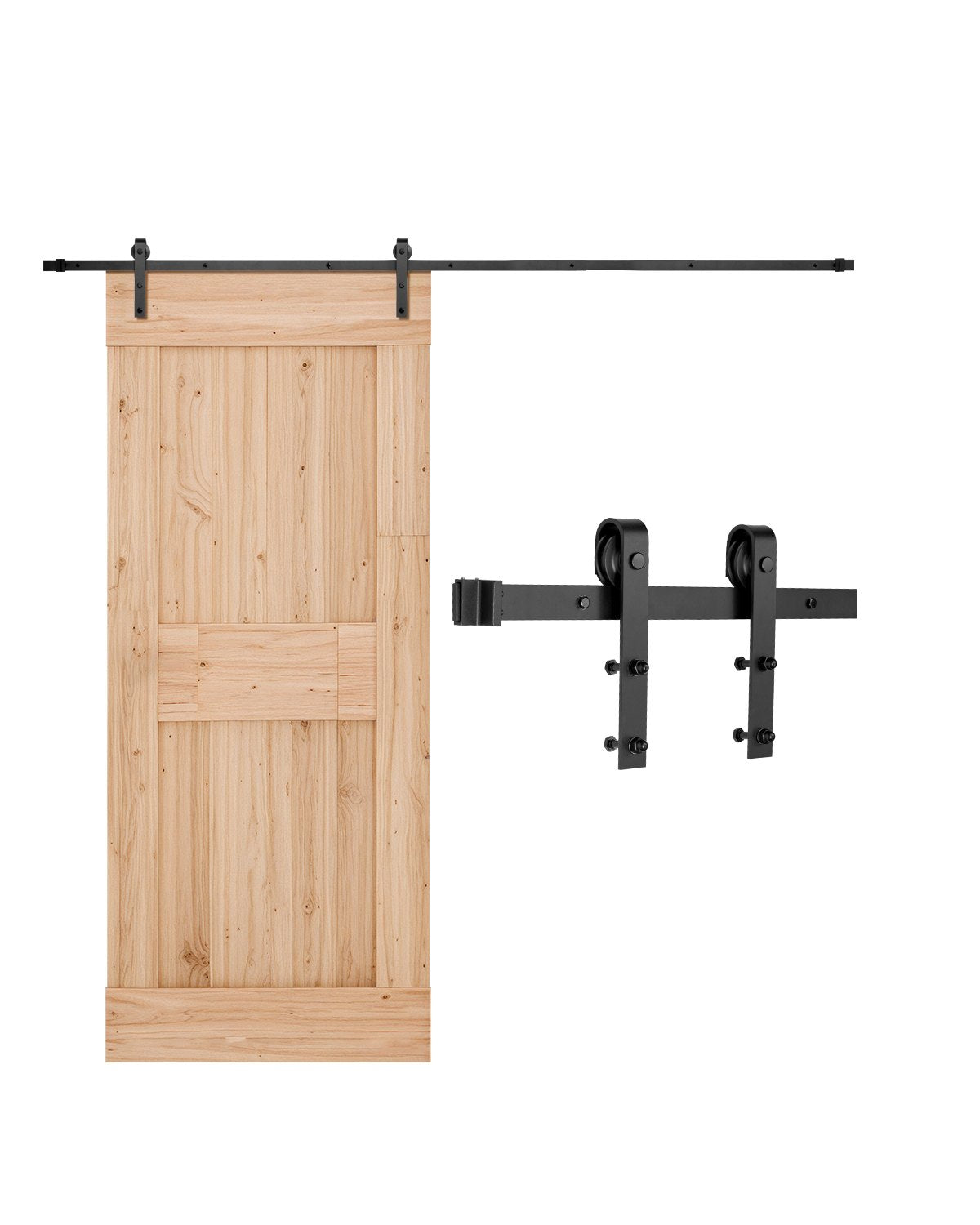 VEVOR Sliding Barn Door Hardware Kit Single Door Kit, 10 ft Track, J-Shape Roller, Black