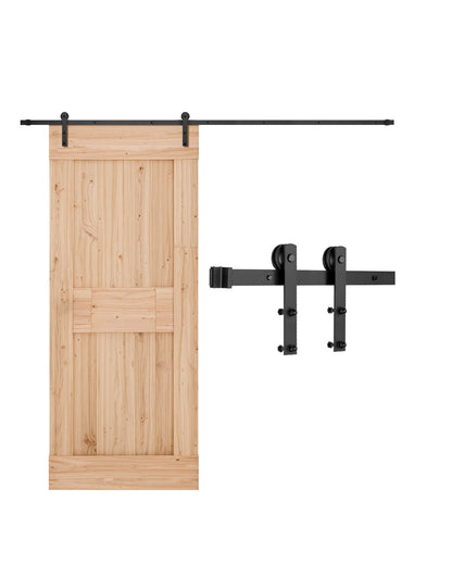 VEVOR Sliding Barn Door Hardware Kit Single Door Kit, 10 ft Track, I-Shape Roller, Black