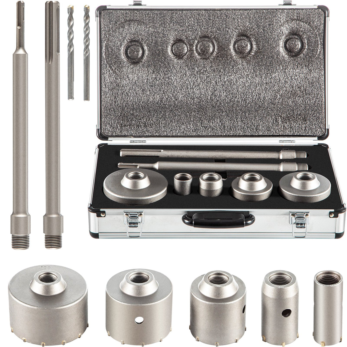 VEVOR Concrete Hole Saw Kit, 5-Piece Drill Bit Set SDS Plus  Without Threads