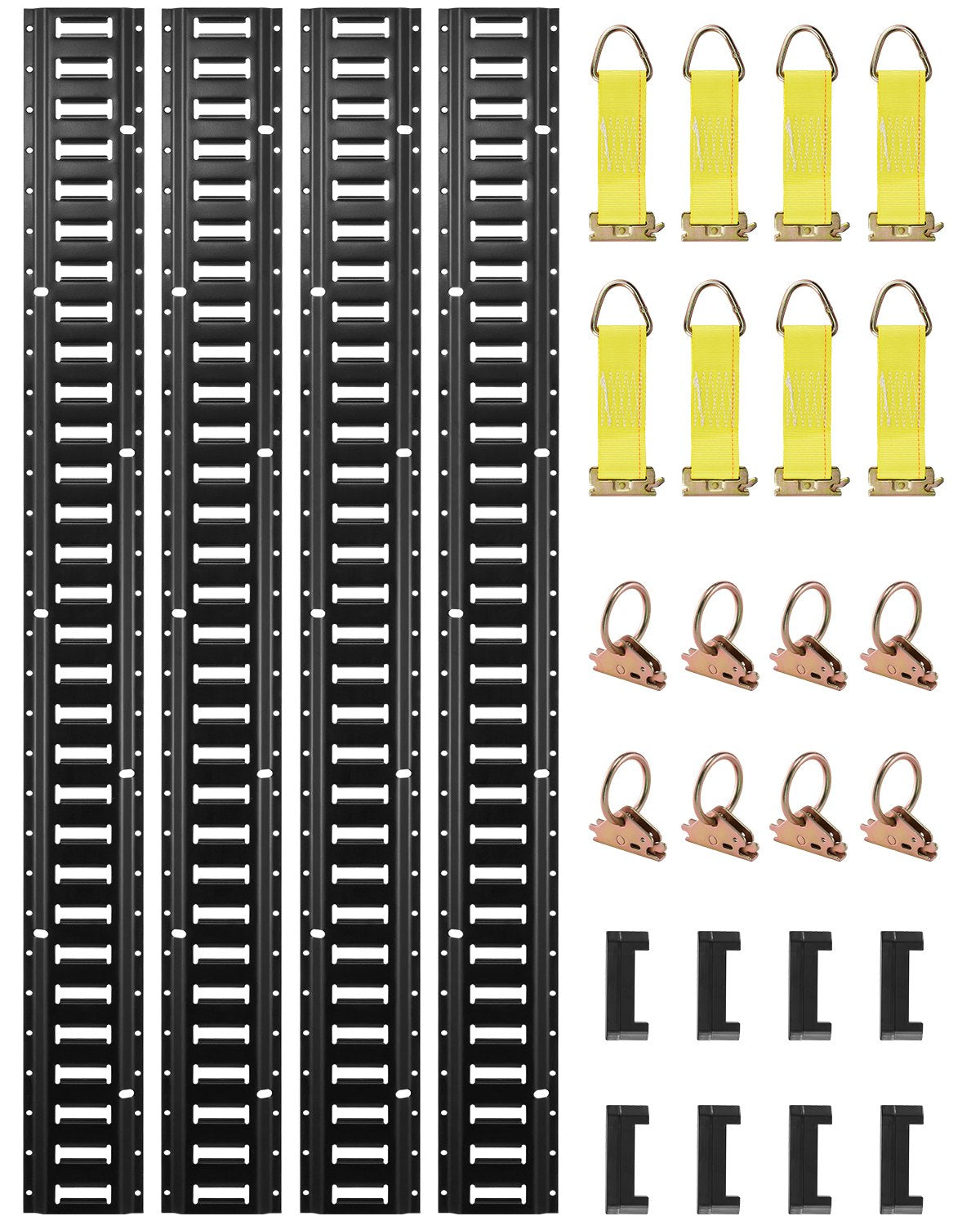 VEVOR E Track Tie-Down Rail Kit, 30 PCS 5 ft E-Tracks Set wi 30 Pack
