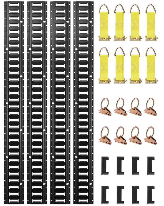VEVOR E Track Tie-Down Rail Kit, 30 PCS 5 ft E-Tracks Set wi 30 Pack
