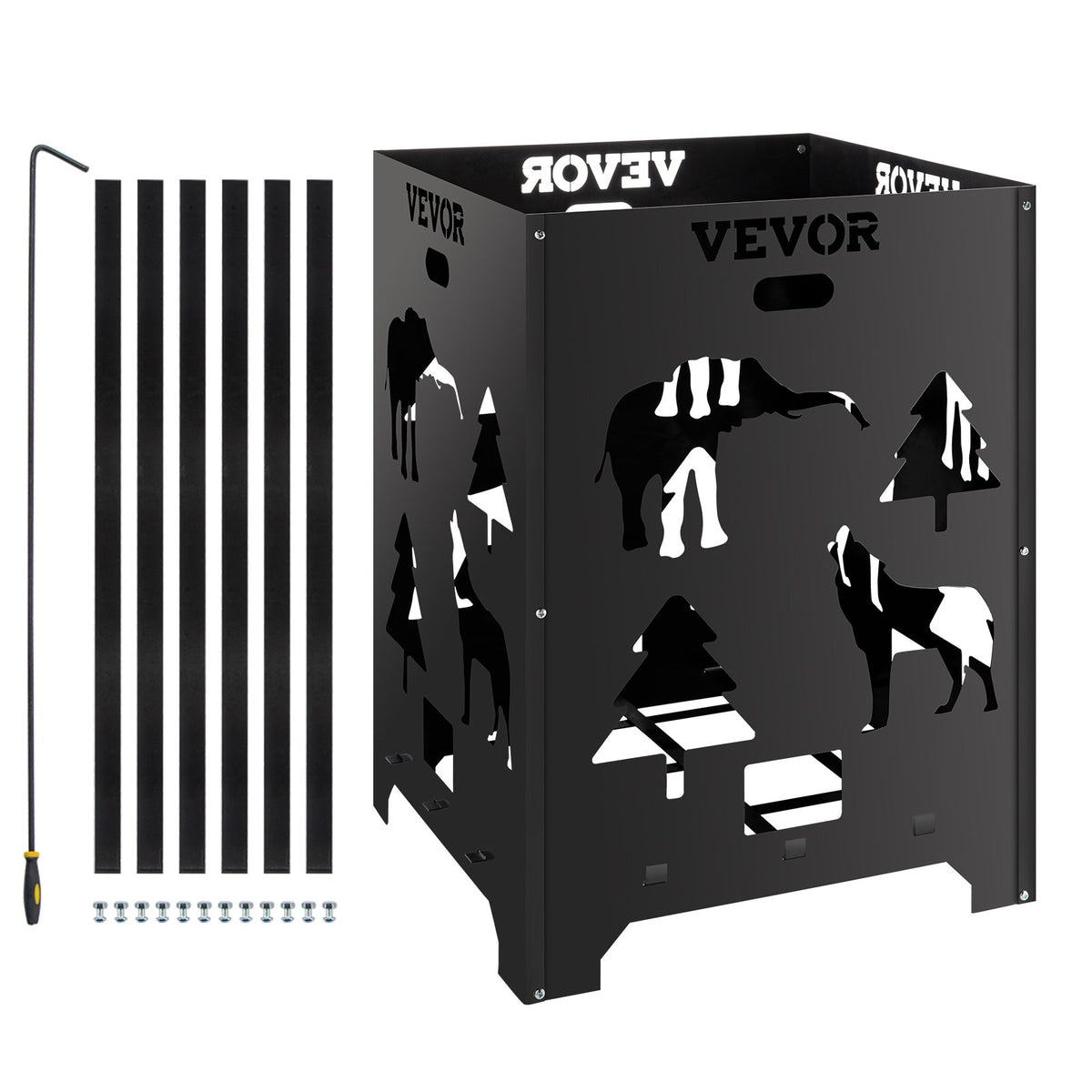 VEVOR Burn Barrel, 21x21x27 inch Burn Cage, Carbon Steel Incinerator Barrel for Yard Waste, Outdoor Trash Burner with Handles and a Fire Poker 21 x 21 x 27 inch