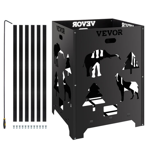VEVOR Burn Barrel, 21x21x27 inch Burn Cage, Carbon Steel Incinerator Barrel for Yard Waste, Outdoor Trash Burner with Handles and a Fire Poker 21 x 21 x 27 inch