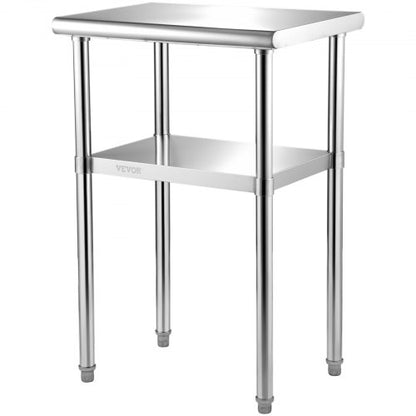 VEVOR Stainless Steel Work Table, Commercial Prep Table with 24 x 18 x 36 in
