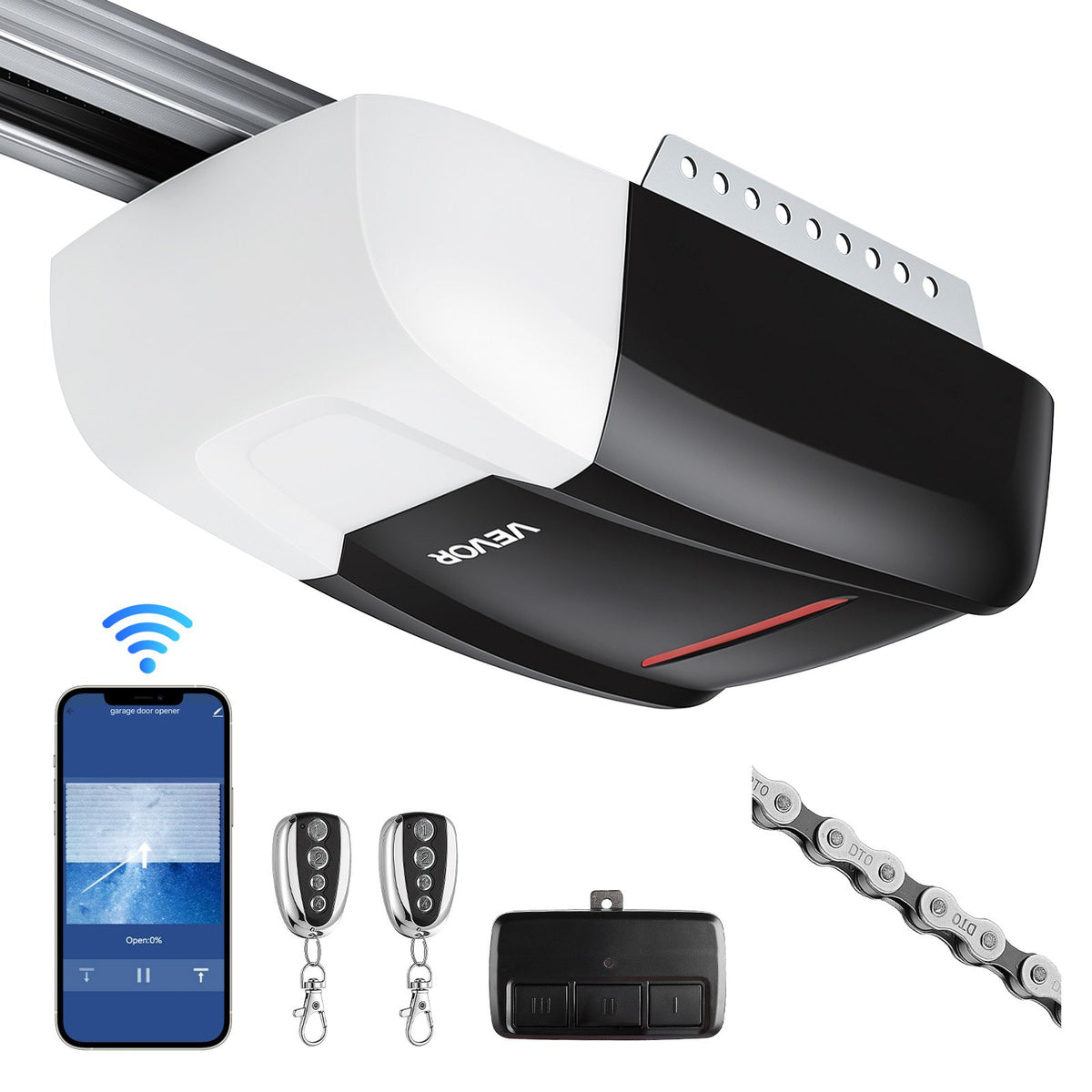 VEVOR Garage Door Opener, Roller Shutter & Residential Smart Garage Door Opener - 1/2 HP Chain Drive