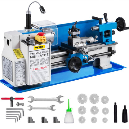 VEVOR Metal Lathe, Precision Bench Top Mini Metal Lathe 550W 12 in / 300 mm