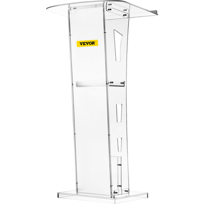 VEVOR Podium Stand, Acrylic or Wood Lectern with Slant Deskt 45 inch Acrylic Podium, Clear