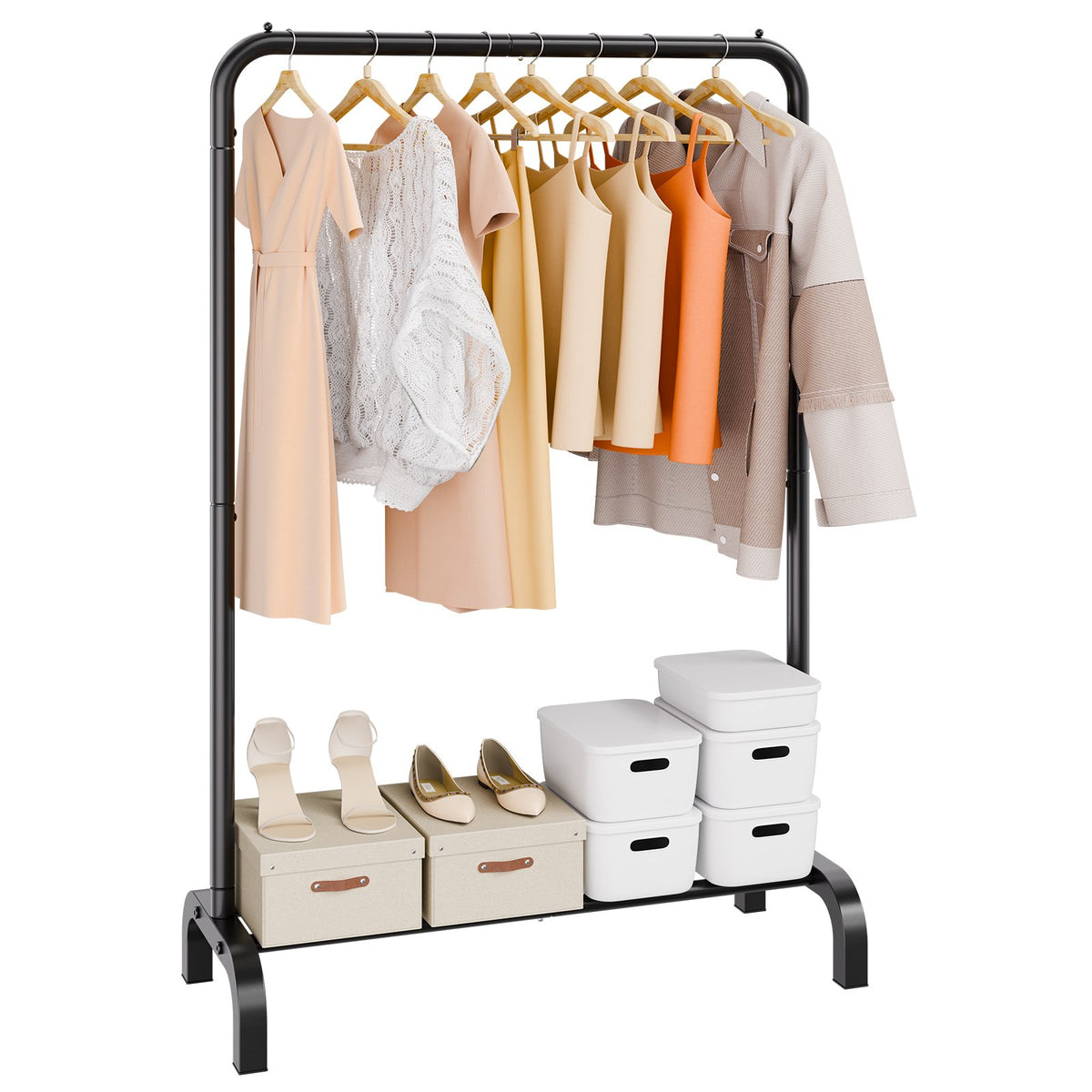VEVOR Garment Rack, Z Base Rolling Clothing Rack or Heavy Duty Clothes Rack with Hanging Rod and Extra Storage for Bedroom, Closet and Retail Display Clothes Rack Single Rod 39.8 in