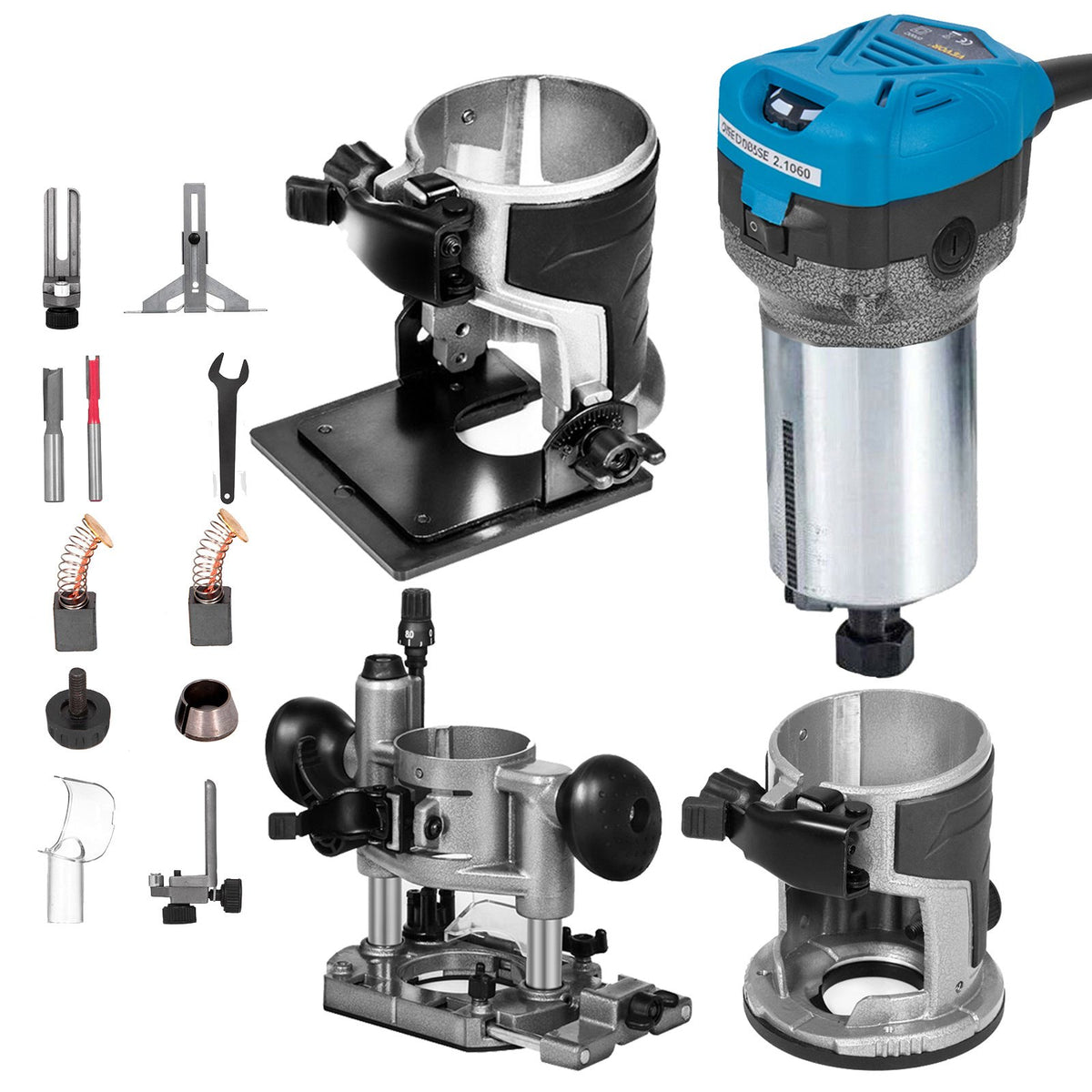 VEVOR Compact Router 800W with Fixed Base, Plunge Base and T