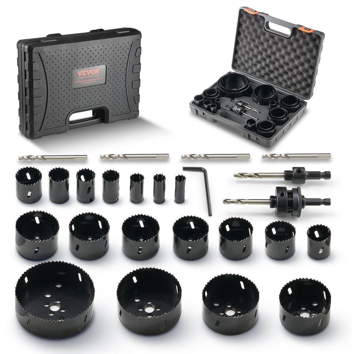 VEVOR Hole Saw Kit and Adjustable Hole Saw Cutter Set Hole Saw Kit, 18 PCS