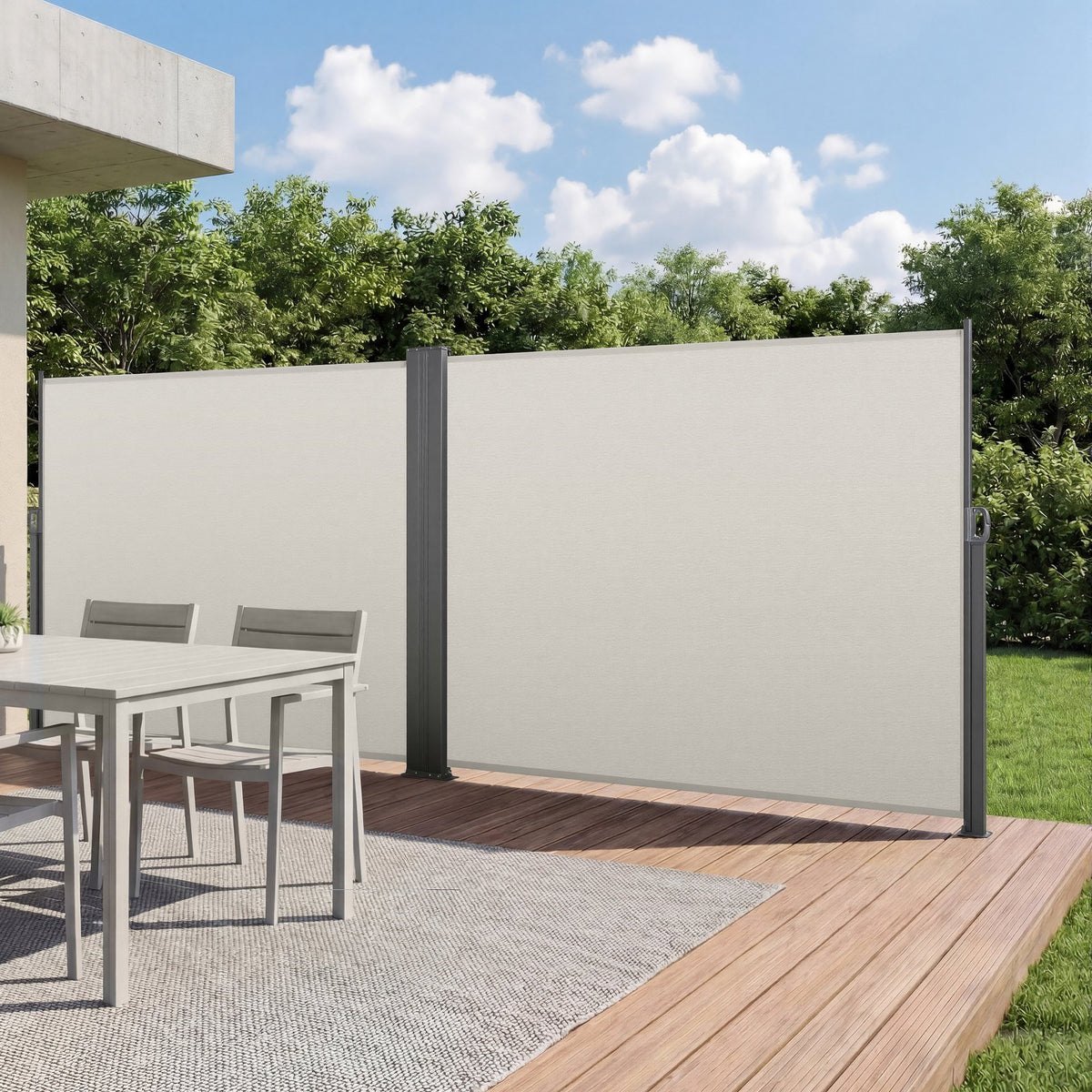 VEVOR Retractable Side Awning, Outdoor Privacy Screen Room D 71 x 236 inch / Beige / 180 g/m²