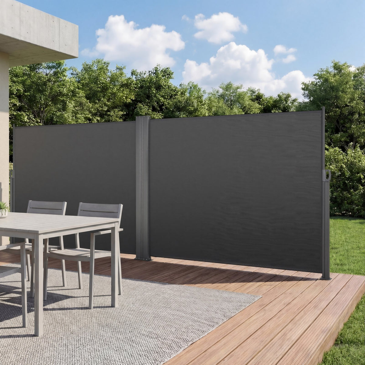 VEVOR Retractable Side Awning, Outdoor Privacy Screen Room D 71 x 236 inch / Gray / 180 g/m²