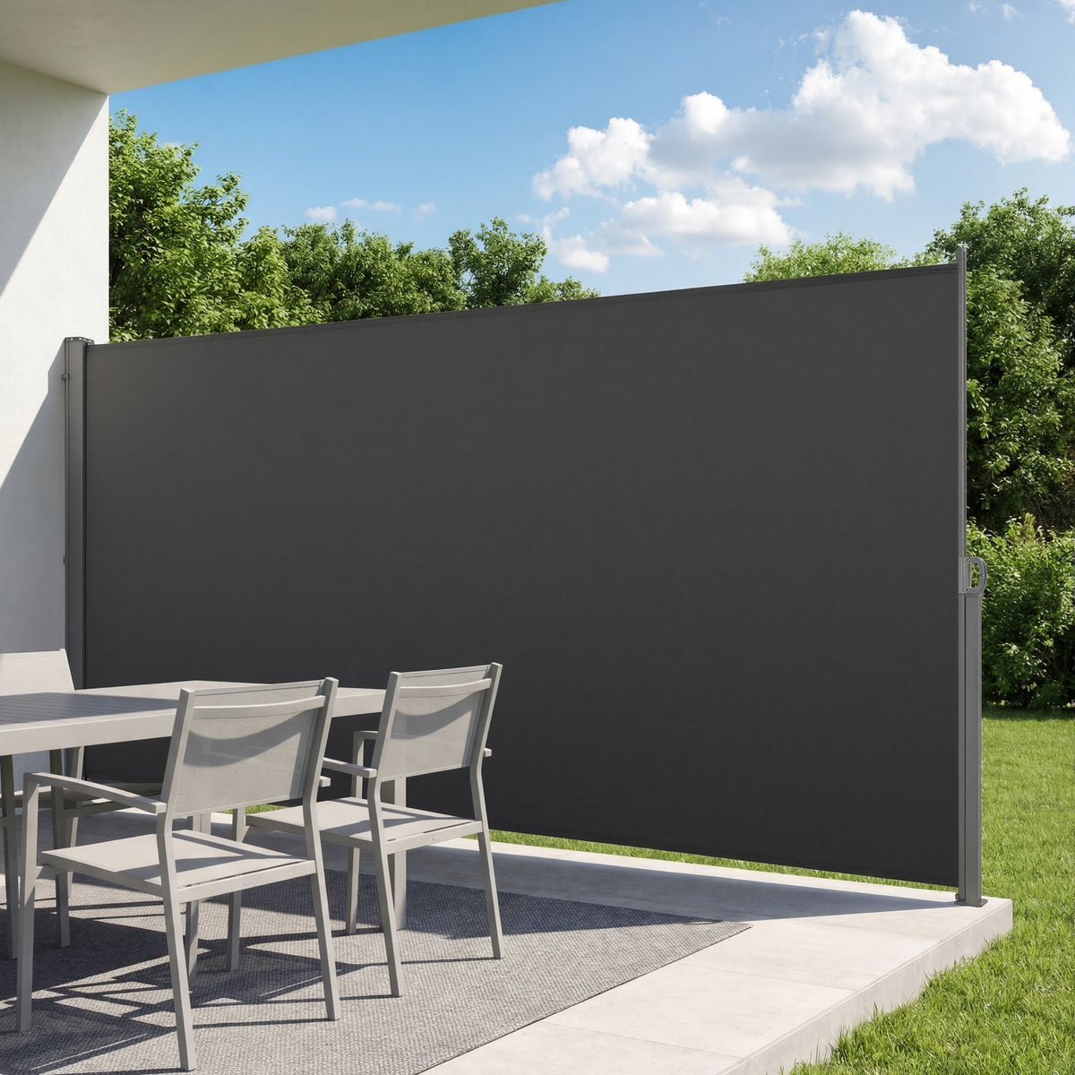 VEVOR Retractable Side Awning, Outdoor Privacy Screen Room D 73 x 165 inch / Gray / 180 g/m²