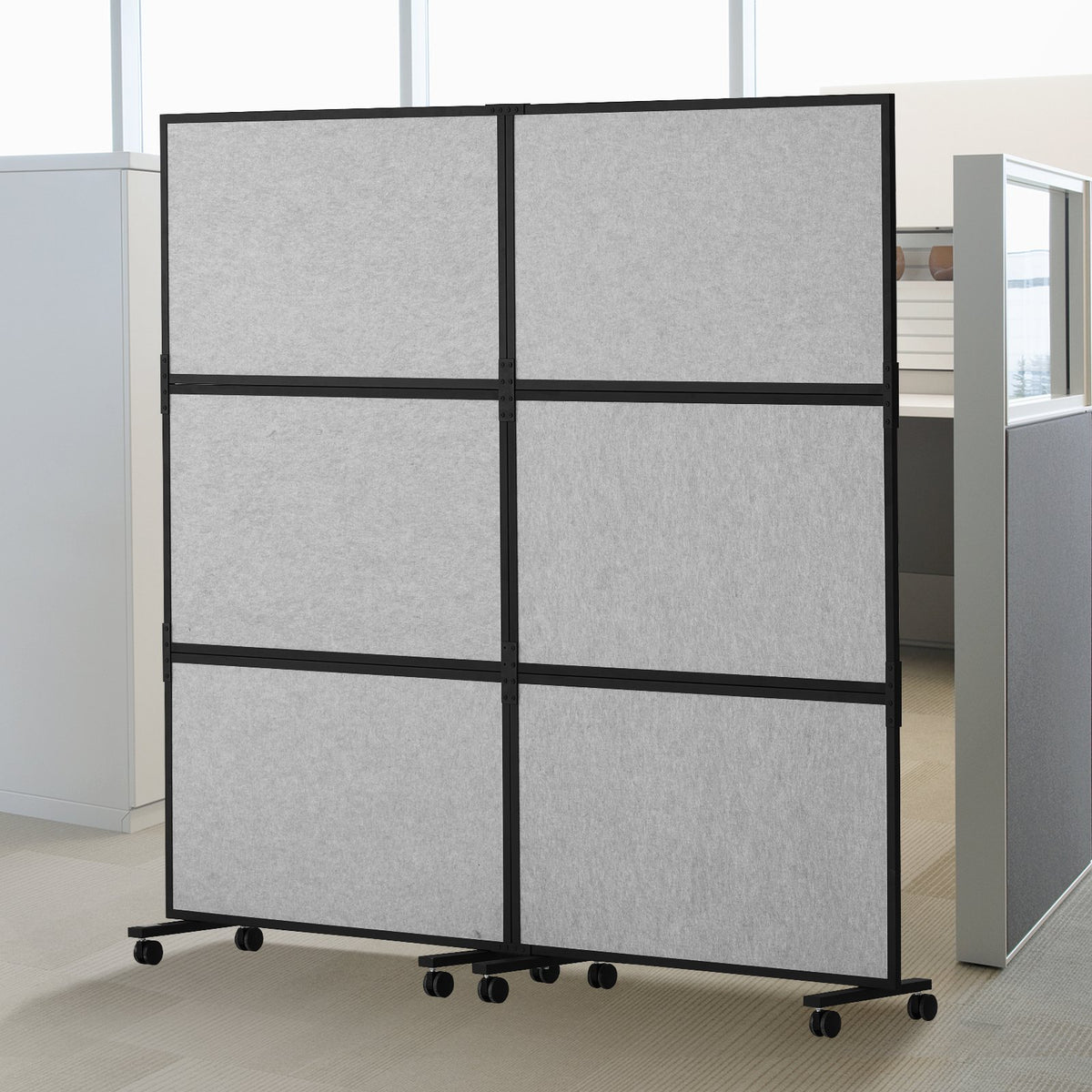VEVOR Room Divider, Freestanding Office Partition and Acoustic Privacy Screen with Sound-Absorbing Panels for Office, Studio and Home 2-Panel Freestanding Divider, Light Grey