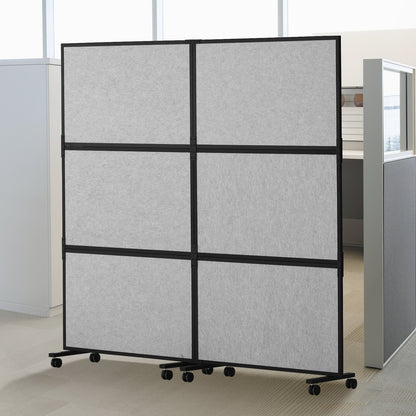 VEVOR Room Divider, Freestanding Office Partition and Acoustic Privacy Screen with Sound-Absorbing Panels for Office, Studio and Home 2-Panel Freestanding Divider, Light Grey