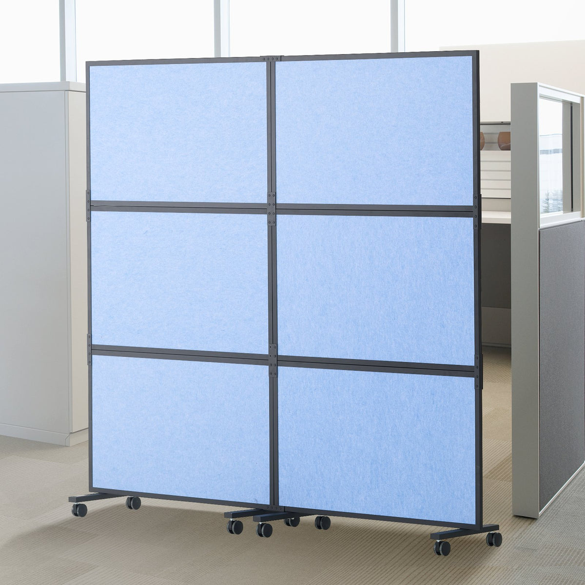 VEVOR Room Divider, Freestanding Office Partition and Acoustic Privacy Screen with Sound-Absorbing Panels for Office, Studio and Home 2-Panel Freestanding Divider, Light Blue