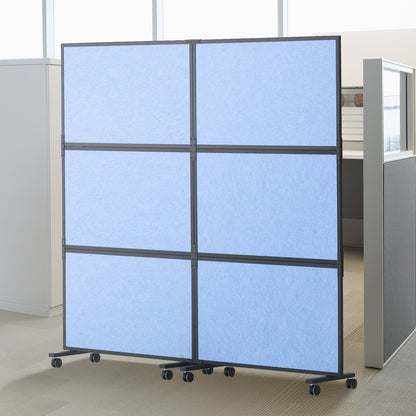 VEVOR Room Divider, Freestanding Office Partition and Acoustic Privacy Screen with Sound-Absorbing Panels for Office, Studio and Home 2-Panel Freestanding Divider, Light Blue