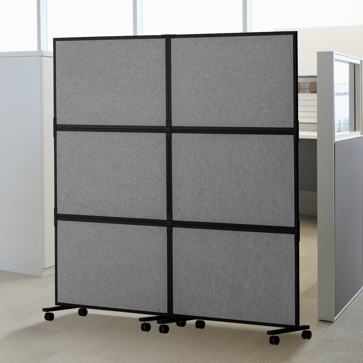 VEVOR Room Divider, Freestanding Office Partition and Acoustic Privacy Screen with Sound-Absorbing Panels for Office, Studio and Home 2-Panel Freestanding Divider, Dark Grey