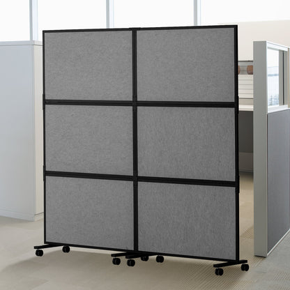 VEVOR Room Divider, Freestanding Office Partition and Acoustic Privacy Screen with Sound-Absorbing Panels for Office, Studio and Home 2-Panel Freestanding Divider, Dark Grey