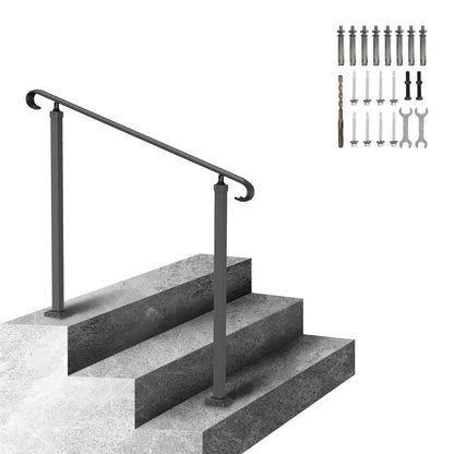 VEVOR Handrails for Outdoor Steps, Adjustable Stair Railing with Installation Kit for Concrete Steps, Wooden Stairs, Porch and Deck, Hand Rails for Seniors 2-3 Steps | 47 in Handrail