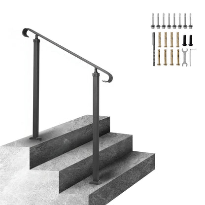 VEVOR Handrails for Outdoor Steps, Adjustable Stair Railing with Installation Kit for Concrete Steps, Wooden Stairs, Porch and Deck, Hand Rails for Seniors 1-3 Steps | 40 in Handrail