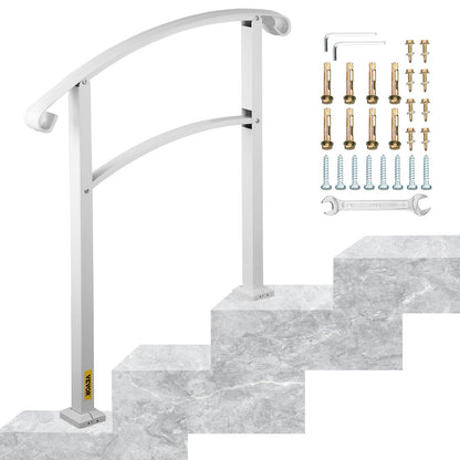 Outdoor wrought iron stair handrail 3 Steps / White / LTFS-3FTB