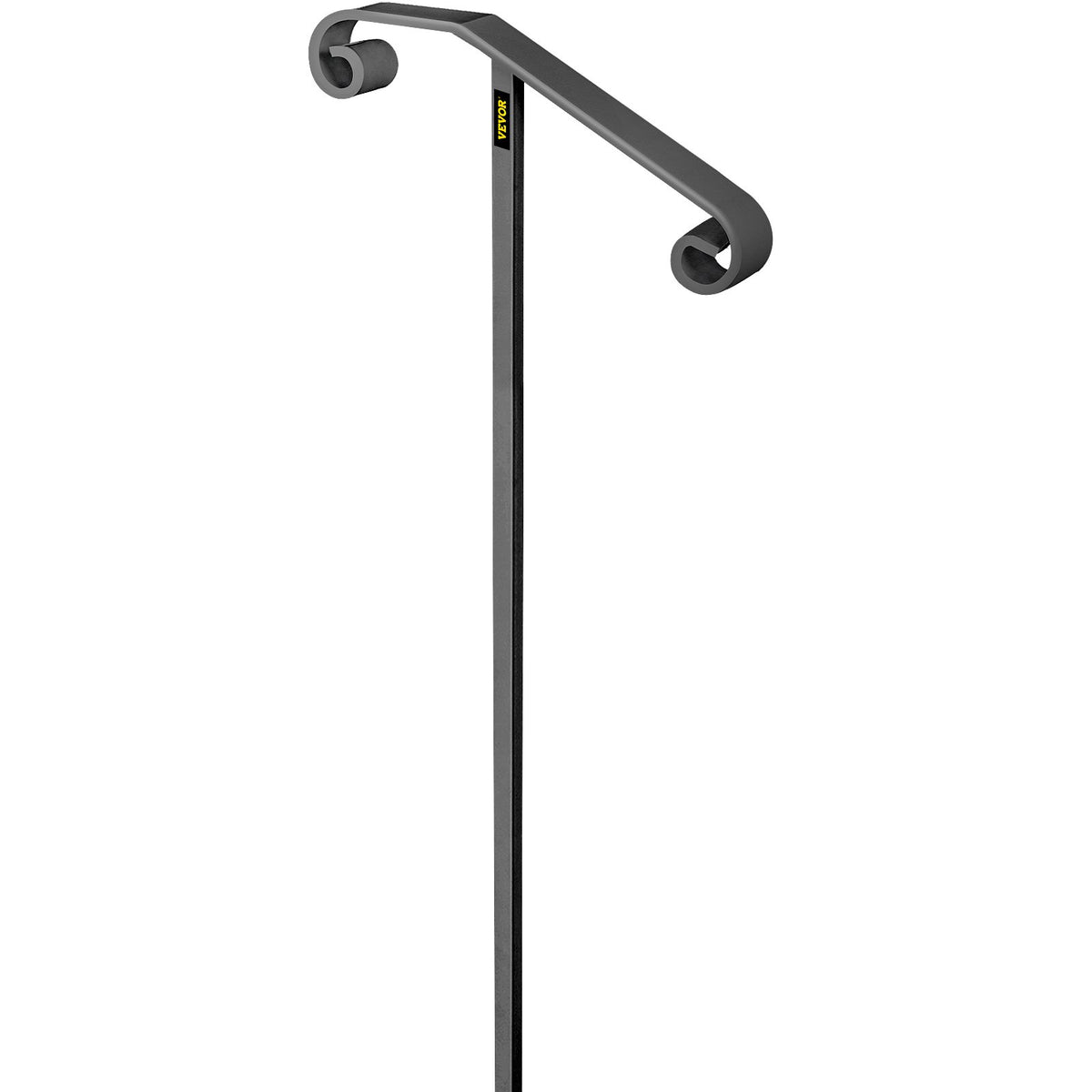VEVOR Single-Post Stair Handrail, Wrought Iron, Base and Col No Base / Gray