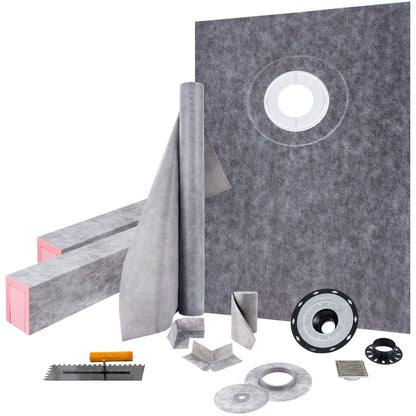 VEVOR Shower Curb Kit 38 x 60 in / 4 in ABS Offset Bonding Flange