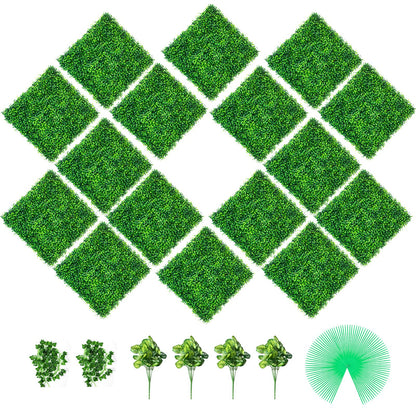 VEVOR Artificial Boxwood Panels, Boxwood Hedge Wall Panels,  20" x 20" / 16 PCS / PE Boxwood