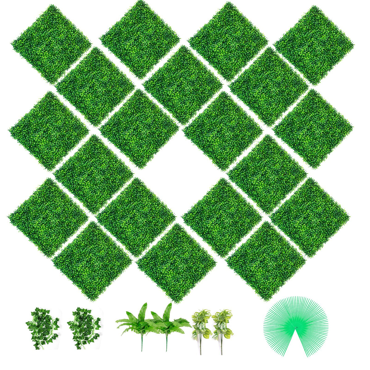 VEVOR Artificial Boxwood Panels, Boxwood Hedge Wall Panels,  20" x 20" / 20 PCS / PE Boxwood