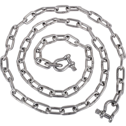 VEVOR Boat Anchor Chain, 5/16" Marine Grade Anchor Lead Chain, 2373 lbs. WLL/7120 lbs. BS, Galvanized and Stainless Steel Chain with Dual Lock Ring Shackles for Boats, Deck, Fishing, Anchors 20 ft / 316 Stainless Steel