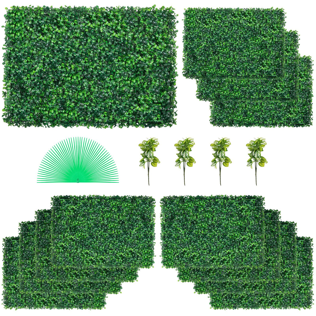 VEVOR Artificial Boxwood Panels, Boxwood Hedge Wall Panels,  24" x 16" / 12 PCS / UV Boxwood